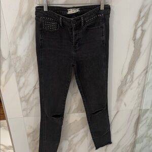 Free People Black Jeans with Studded Detail